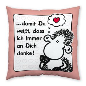 Sheepworld Kissen Motiv An Dich denke | Zierkissen, Baumwolle, 40 cm x 40 cm | Kissen Liebe | 42694