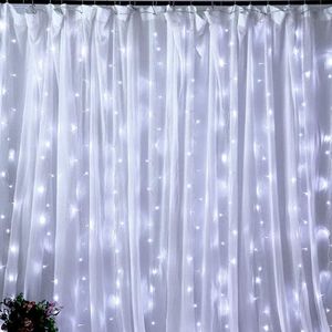 2x2M 192 LED Eiszapfen Lichtervorhang USB Lichterkette für Fenster Party Hochzeit Weihnachten Garten Deko, Weiß