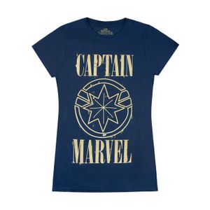 Captain Marvel Damen/Damen Druck und Schild T-Shirt NS5389 (L) (Marineblau)