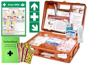 Erste-Hilfe-Koffer KITA PLUS -Komplettpaket- DIN/EN 13157 für Betriebe + DIN/EN 13164 für KFZ - incl. 1.Hilfe-Aufkleber & 1. Hilfe AUSHANG