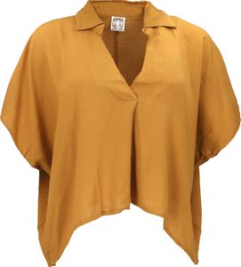 Weites Boho Blusentop mit Fledermausärmeln, Boho Maxibluse - Honiggelb, Damen, Viskose, Blusen & Tunikas