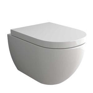 Alpenberger Wand Toilette | Hänge-WC mit WC-Sitz I Toilette aus Keramik | Nanobeschichtung mit Absenkautomatik | Wand WC Spülrandlos | Lotus-Effekts |  Europa