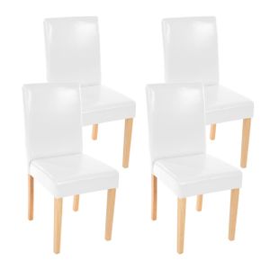 4er-Set Esszimmerstuhl Stuhl Küchenstuhl Littau  Leder, weiß helle Beine