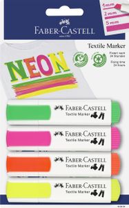 FABER-CASTELL Textilmarker Neonfarben 4er Blister