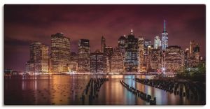 ARTland Leinwandbild New York City Impression bei Nacht I Größe: 40x20 cm