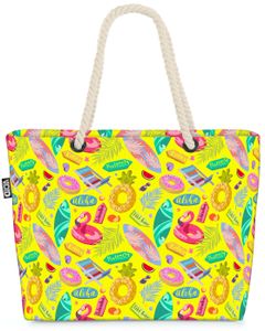 VOID Pool Party Flamingos Strandtasche Shopper 58x38x16cm 23L XXL Einkaufstasche Tasche Reisetasche Beach Bag