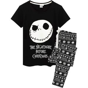 Nightmare Before Christmas - Schlafanzug für Damen NS6740 (L) (Schwarz/Weiß)
