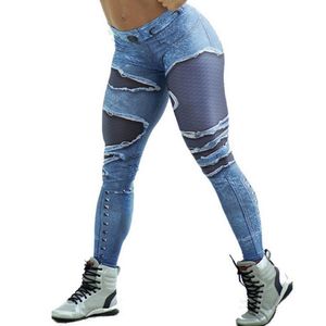 Frauen 3D Wassertropfen Print Hohe Taille Hueftheben Leggings Slim Fit Yogahosen Denim * XL