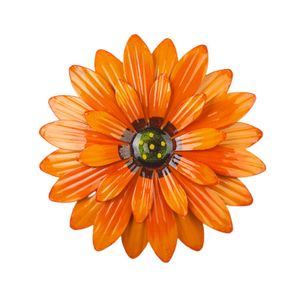 Wand Sonnenblume Dekor 3D Effekt Mehrere Schichten Große Detail Realistische glänzende Oberfläche dekorieren Edelstahlwandzaun hängen Haushaltendekoration Haushaltsvorräte-Orange