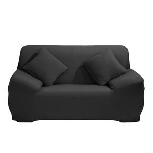 Stretch Sofabezug Couchbezug, 2 Sitzer Sofahussen Sofabezug Stretch elastische Sofahusse Sofa Abdeckung 145-185cm, Schwarz