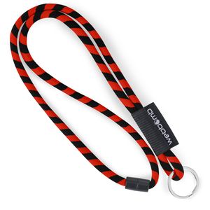 WEBBOMB® Tubular Lanyard rot orange / schwarz - das federleichte Schlüsselband lang - mit Sicherheitsverschluss und Schlüsselring keyholder für Frauen, Männer und Kinder
