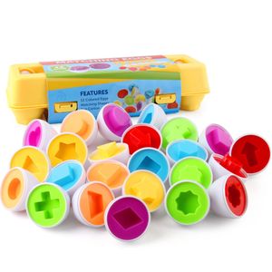 12er pack Kinder Montessori Lernen Bildung Spielzeug,Osterei,Smart Eier Puzzle Passenden Spielzeug,Ideal für Kinder von 1-4Jahren(Geometrie)