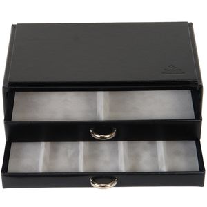 Sacher Schmuckkassette schwarz stapelbar Holz mit Leder 2 Schubladen