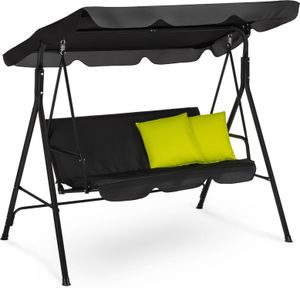 Outtec® Hollywoodschaukel, Gartenschaukel mit 2 Kissen - 3-Sitzer, bis 250 kg - Gartenliege, Schaukelbank mit verstellbarem Dach für Garten, Outdoor