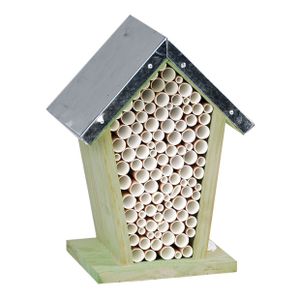 Rivanto® Bienenhaus mit Zinkdach, | 12 x 15 x H22 cm,Kiefernholz, Insektenhotel für Wandmontage