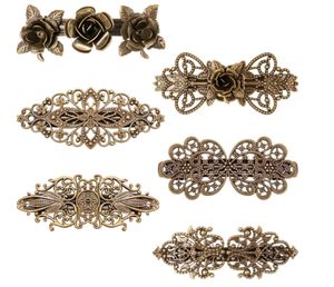 6 Stück Französisch Vintage Haarspangen, Vintage Bronze Rosen Haarspangen, Metall Haarnadeln, Rose, Blütenwelle, für Frauen oder Mädchen Geschenk
