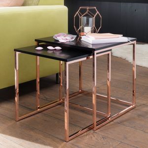 Rootz Beistelltische – Couchtische – 2er-Set – Moderne Tische – Metall – Schwarz – Kupfer