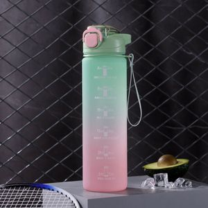 1000ML Trinkflasche Sportflasche Wasserflasche Getränkeflasche mit Strohhalm Grün Trinkflaschen
