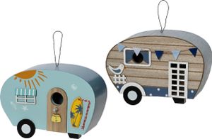 Vogelhaus 9x24x17cm Holz zum Aufhängen 1 Stück sortiert Blau / Beige