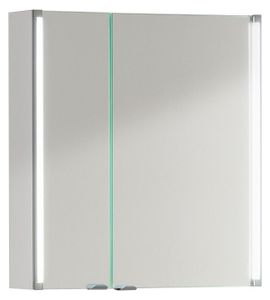 FACKELMANN LED Spiegelschrank / ideal zum verstauen von Badutensilien / Maße (B x H x T): ca. 61 x 67 x 16,5 cm / Schrank mit Spiegel & LED-Beleuchtung fürs Badezimmer / 2 Türen / Korpus: Weiß
