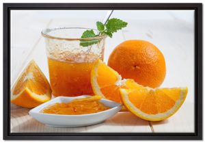 Frische Orangenmarmelade Leinwandbild 60x40 cm im Bilderahmen | Wandbild  | Schattenfugenrahmen | Kein Poster
