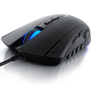 Titanwolf Gaming-Maus kabelgebunden, Gaming Mouse mit 24000 dpi & Gewichtstuning, 12 Tasten. Avago Sensor