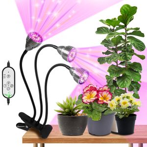 LED Vollspektrum Pflanzenlampe 3 Lichtmodi Dimmbar Zimmerpflanzen Wachstumslicht Pflanzenlicht mit 3 Köpfe und Timer