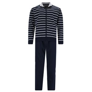 hajo Herren Hausanzug Set - Klima-Komfort, lang, Jacke, Cotton-Mix  Blau/Grau 5XL