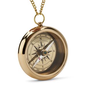NKlaus Maritim 6cm Kompass mit Kette aus Messing gold Taschenkompass Navigationkompass 11669
