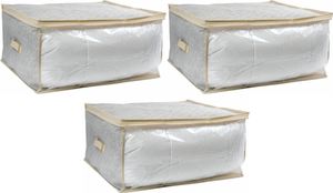 MSV® 3 sztuki - Składana torba XXL do przechowywania kołder 57 x 30 x 50 cm w komodzie pod łóżkiem z zamkiem błyskawicznym