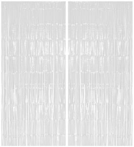 2x Lametta Vorhang - weiß - 91x244 cm