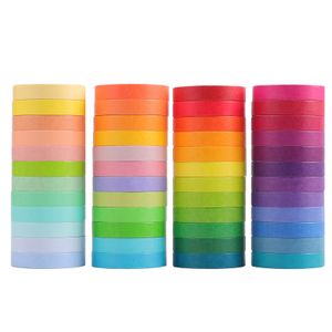 48 Rollen Regenbogenfarbenes Washi Tape Set, Dekoratives Klebeband für Scrapbook, Kunst, Handwerk