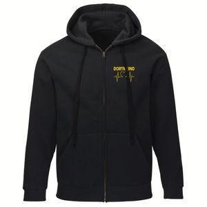 Kapuzen Sweatshirt Jacke Dortmund - Herzschlag - Größe: XXL - Farbe: schwarz