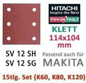 Hitachi Schleifpapier 15tlg. SET SP f. Klett Schwingschleifer 114x104