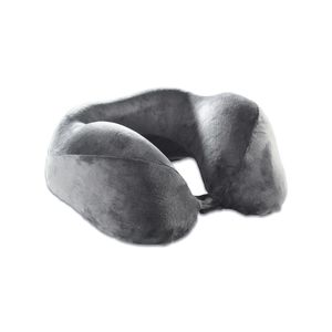 EVE Textile Reisekissen in Grau mit Erhöhung 35x30x8 cm Nackenkissen Memory Foam Autokissen Flugzeugkissen Bahnkissen Travel Pillow Ergonomisch