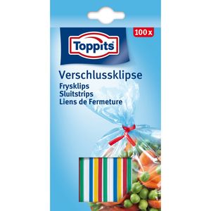Toppits 100798 Verschluss-Clips, je 8 cm lang, mehrfarbig (100er Pack)