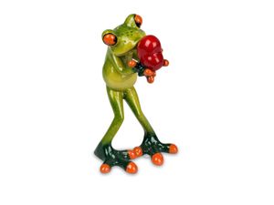 Formano lustige Frösche Figur Frosch mit Herz in Händen Poly 13 cm verliebt