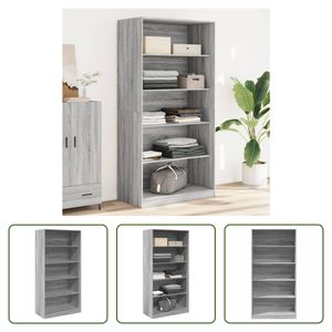 The Living Store Kleiderschrank Grau Sonoma 100x50x200 cm Holzwerkstoff