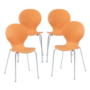 Esszimmerstuhl ‘Etne’ 4er Set Holz Metall 85 x 48 x 50 cm Orange