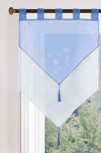 Scheibengardine HxB 90x60 cm Blau »GERA« Zweilagig Voile Schlaufen Scheibenhänger Panneaux, 2023710