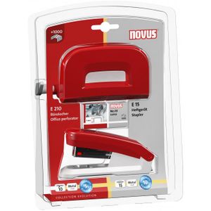 Novus Set - Hefter E 15 + Locher E 210 - rot