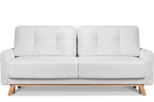 Konsimo Sofa 3 Personen mit ausziehbare Liegfläche "VISNA", Weiß, Stoff, Scandinavian, 220x79x95