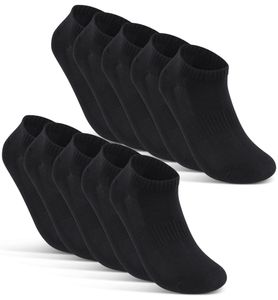 10 Paar Damen & Herren "Premium Sneaker Socken" Atmungsaktiv mit Mesh-Streifen Schwarz Weiß Grau Baumwolle 16510 - Schwarz 43-46