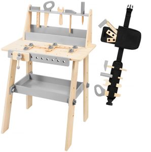 Meister Werkbank mit Werkzeug und Zubehör (30 Teile) aus Holz für Kleinkinder - Inkl. Werkzeuggürtel
