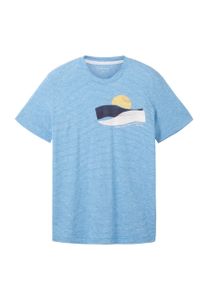 Tom Tailor T-Shirt Gestreiftes Kurzarmshirt mit Rundhalsausschnitt und Foto-Print