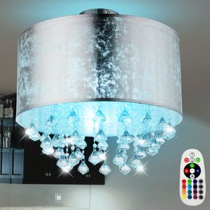 RGB LED Deckenlampe, Blattsilber Design mit Kristallen, AMY