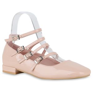 VAN HILL Damen Riemchenballerinas Ballerinas Eckige Riemchen-Schuhe 841181, Farbe: Rosa, Größe: 40