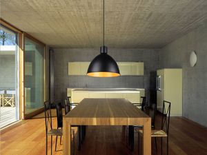 Industrial Pendelleuchte einflammig Metall Schwarz Gold für Esstisch & Kochinsel