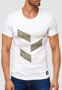 Herren T-Shirt Kurzarm Shirt O-Neck Glitzer Aufdruck 3D Haptik Design |