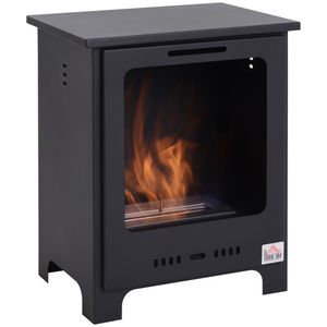 HOMCOM Ethanol-Kamin Bio-Ethanol-Brenner 0,9 L 3 Stdn. Brenndauer kein Rauch Metall 40 x 30 x 50 cm